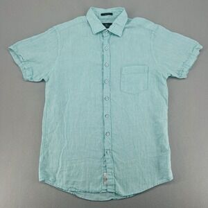 Rodd & Gunn Mens Linen Button Up Shirt L Short Sleeve‎ Green Casual